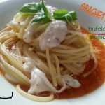 Spaghettoni con alici, mozzarella di bufala e crema di pomodoro
